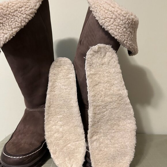 Nike Valenka Shearling Lined Puddle Proof Winter Boots - Soft Brown Size 8.5 + 9 - Picture 8 of 10